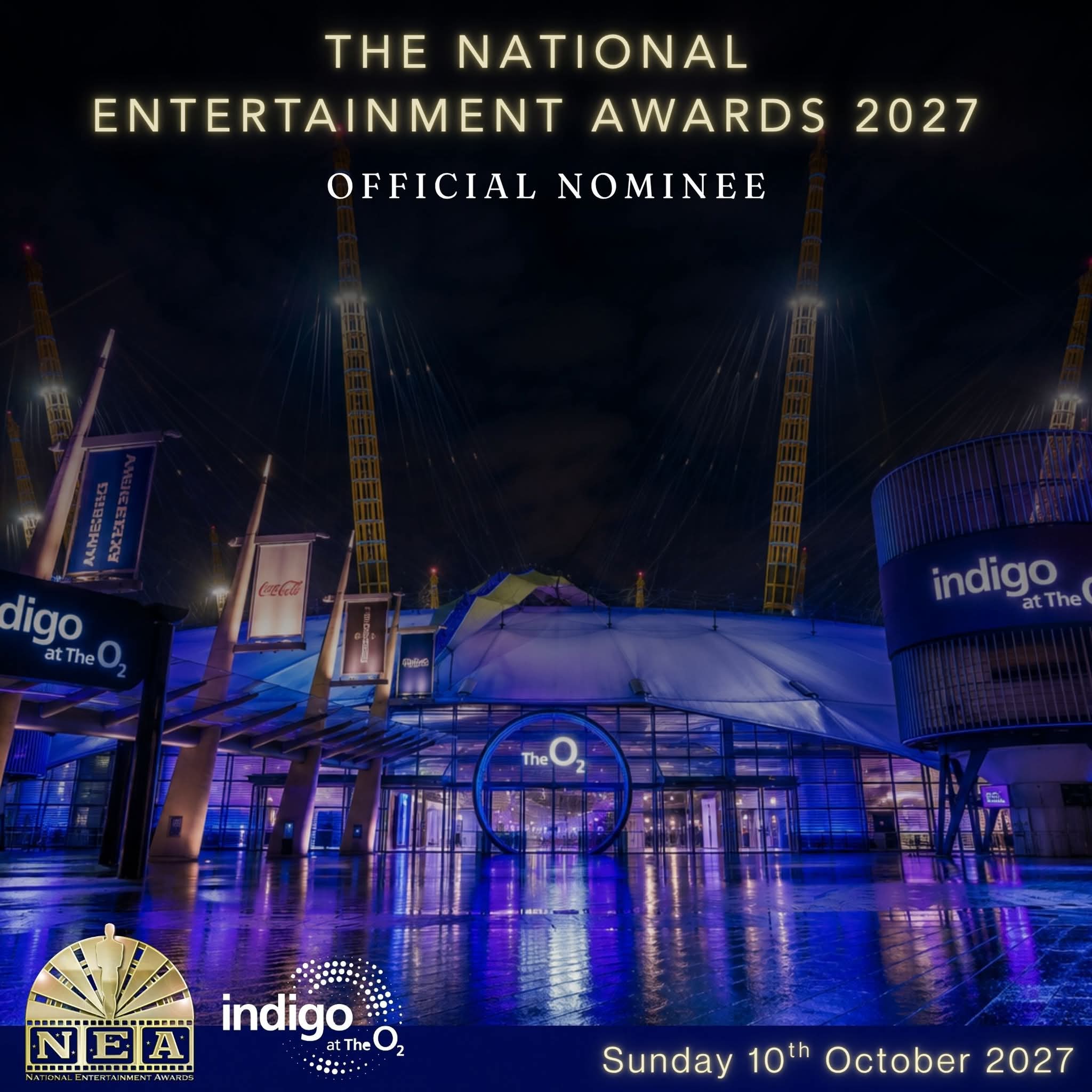 National Entertainment Awards 2027 official nominee, indigo at The O2, Sunday 10 October 2027
